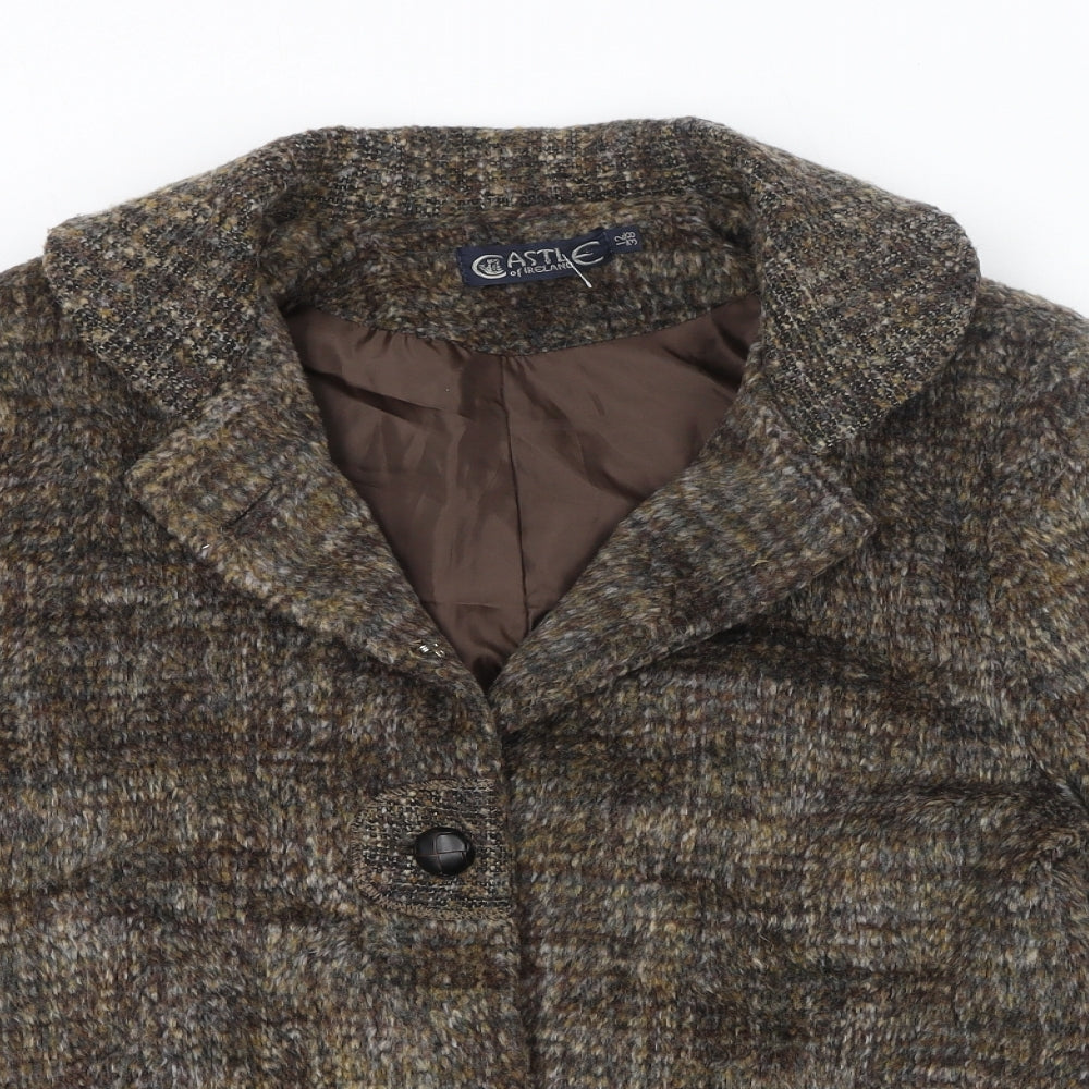 Castle Womens Brown Geometric Jacket Size 12 Button