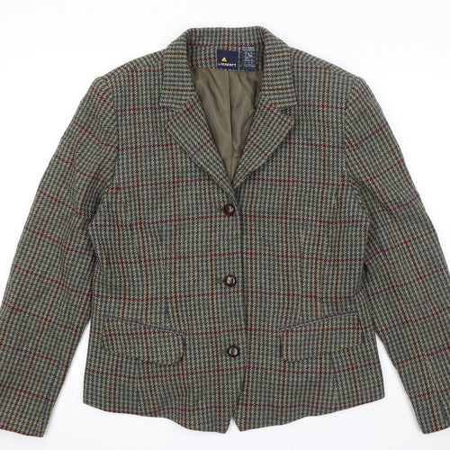 Lizsport Womens Green Geometric Jacket Blazer Size 14 Button