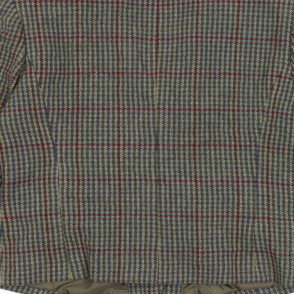 Lizsport Womens Green Geometric Jacket Blazer Size 14 Button