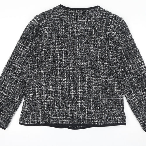 Damart Womens Black Geometric Jacket Size 16 Button