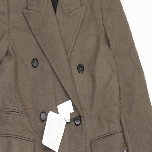 Zara Womens Brown Pea Coat Coat Size S Button