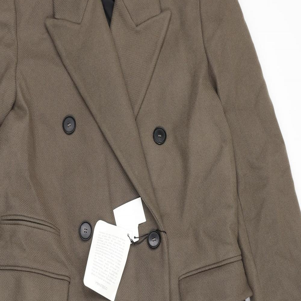 Zara Womens Brown Pea Coat Coat Size S Button