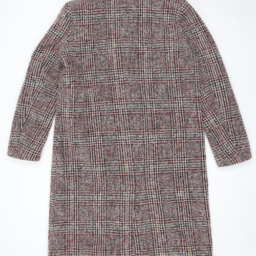 NEXT Womens Red Geometric Overcoat Coat Size 16 Button