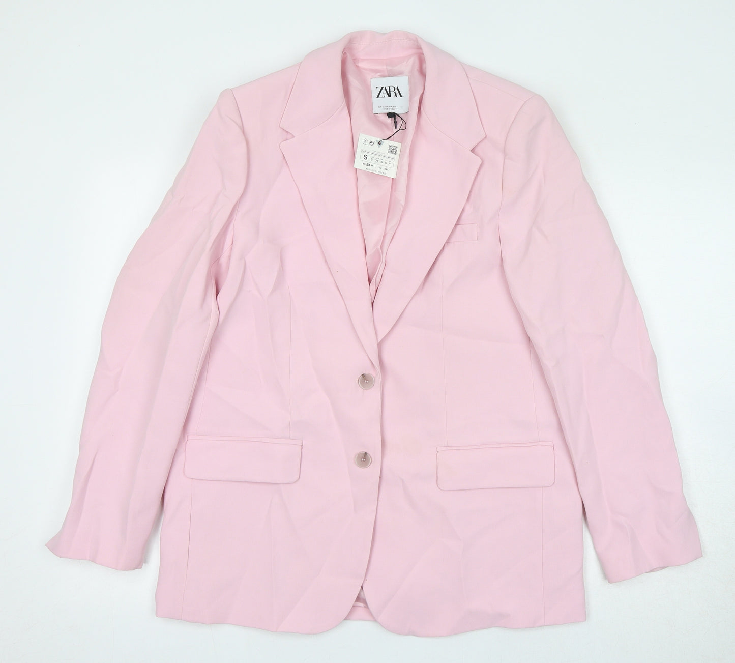 Zara Womens Pink Polyester Jacket Suit Jacket Size S - Shoulder Pads