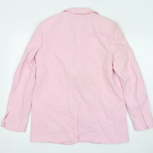 Zara Womens Pink Polyester Jacket Suit Jacket Size S - Shoulder Pads
