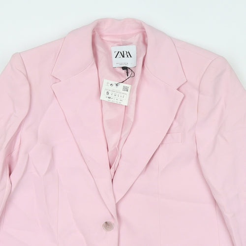 Zara Womens Pink Polyester Jacket Suit Jacket Size S - Shoulder Pads
