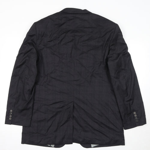 Marks and Spencer Mens Black Check Wool Jacket Suit Jacket Size 42 Regular