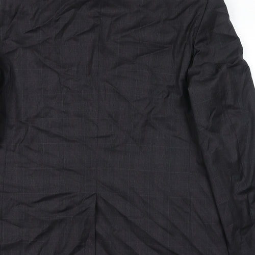 Marks and Spencer Mens Black Check Wool Jacket Suit Jacket Size 42 Regular
