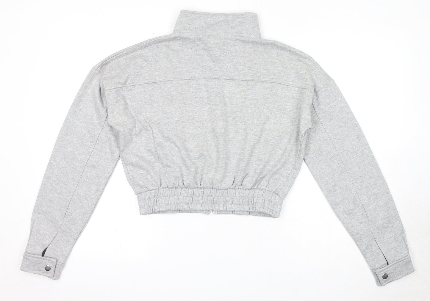 Boohoo Womens Grey Bomber Jacket Jacket Size 8 Zip