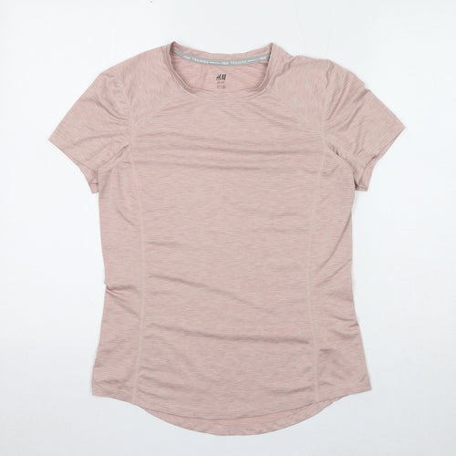 H&M Womens Pink Polyester Basic T-Shirt Size S Round Neck