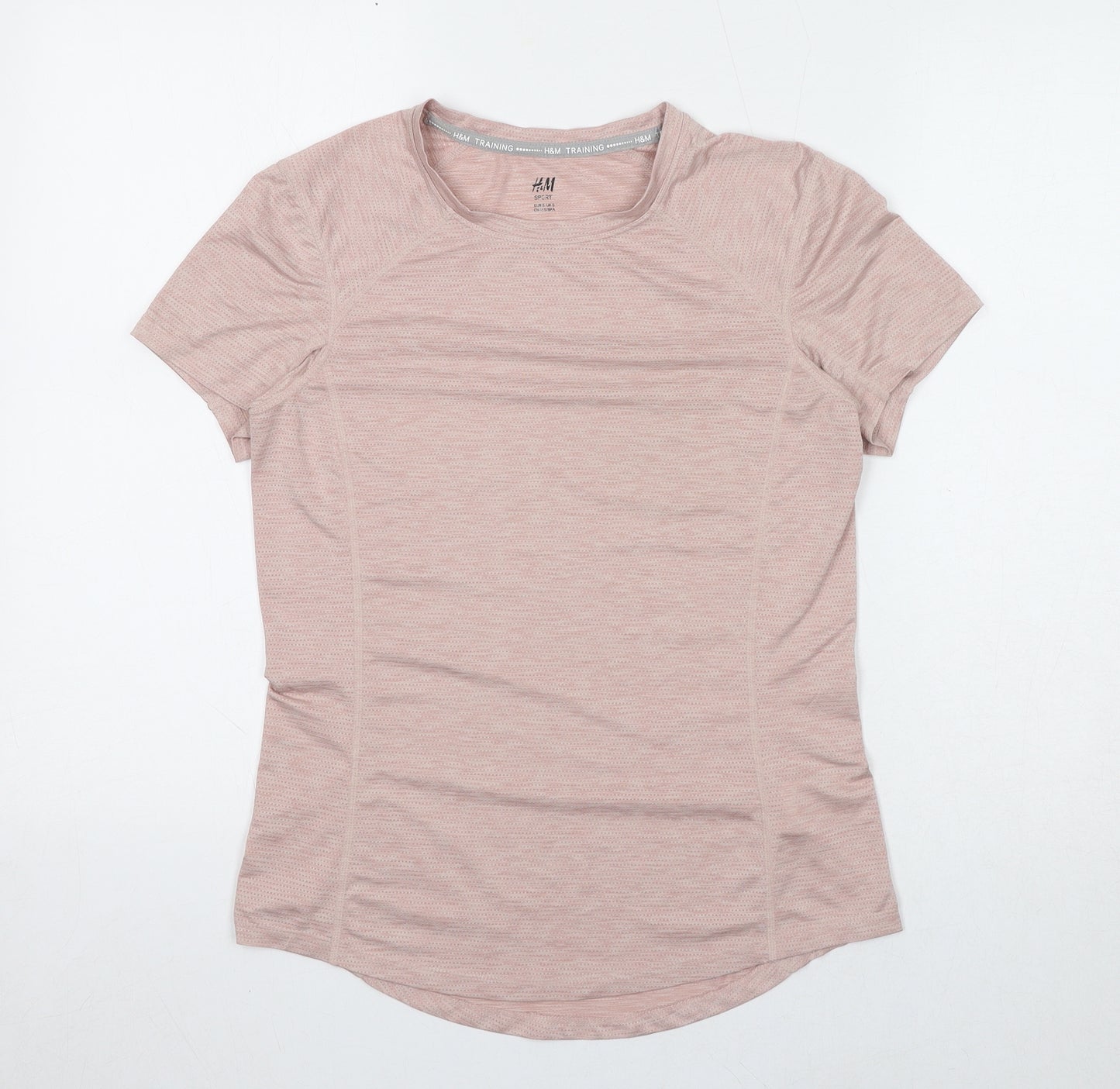 H&M Womens Pink Polyester Basic T-Shirt Size S Round Neck