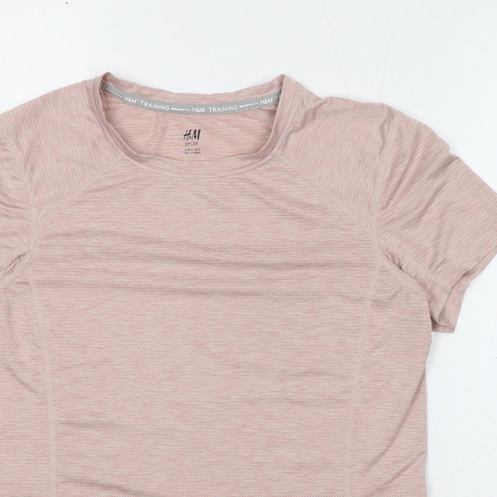 H&M Womens Pink Polyester Basic T-Shirt Size S Round Neck