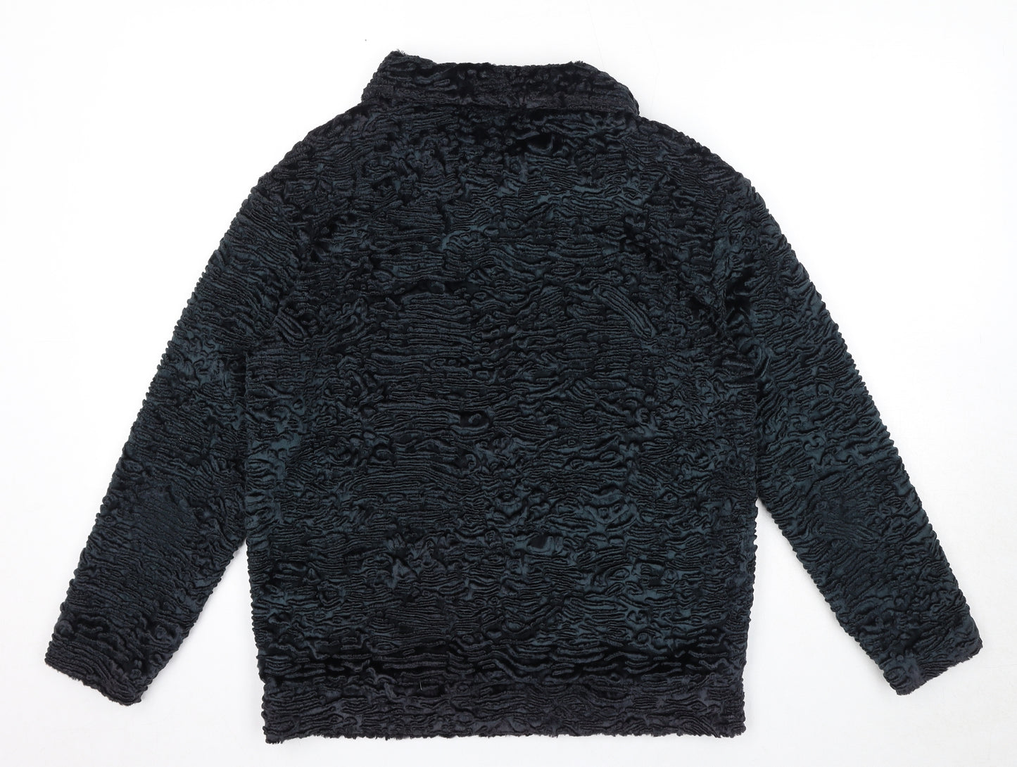 Topshop Womens Green Geometric Acetate Basic Blouse Size 8 Mock Neck