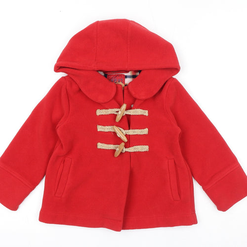 NEXT Girls Red Duffle Coat Coat Size 5 Years Snap