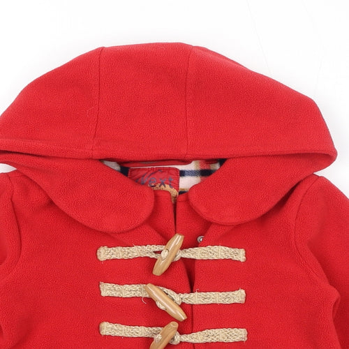 NEXT Girls Red Duffle Coat Coat Size 5 Years Snap