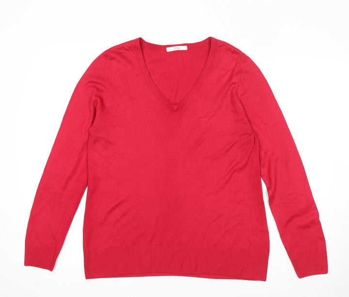 Marks and Spencer Womens Pink V-Neck Acrylic Pullover Jumper Size 10