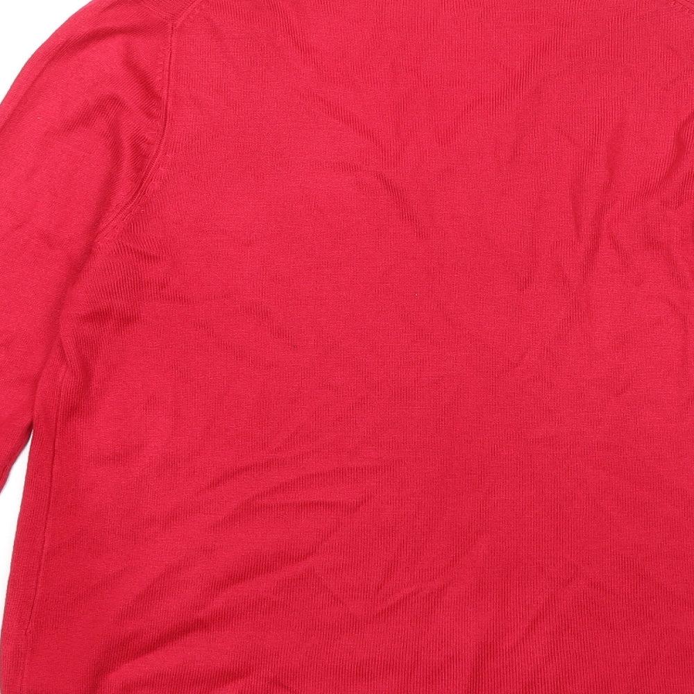 Marks and Spencer Womens Pink V-Neck Acrylic Pullover Jumper Size 10