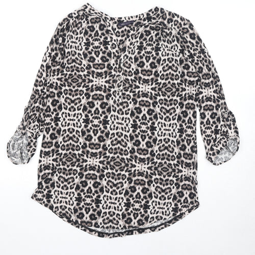 Marks and Spencer Womens Brown Animal Print Viscose Basic Blouse Size 10 Sweetheart - Leopard Print