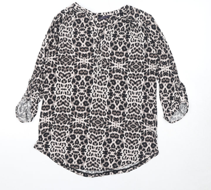 Marks and Spencer Womens Brown Animal Print Viscose Basic Blouse Size 10 Sweetheart - Leopard Print