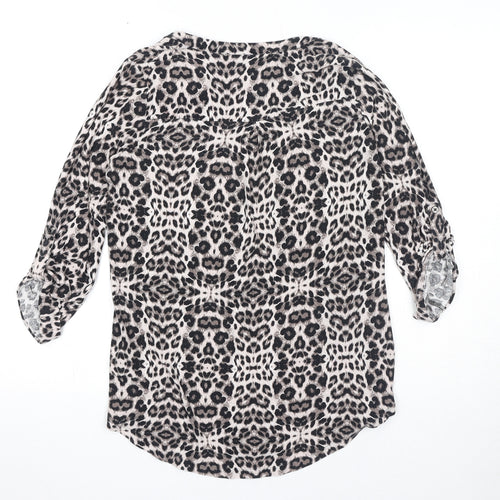 Marks and Spencer Womens Brown Animal Print Viscose Basic Blouse Size 10 Sweetheart - Leopard Print