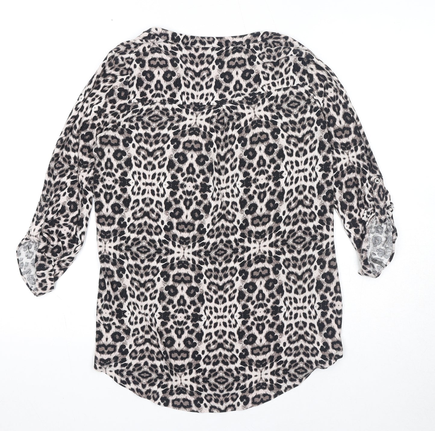 Marks and Spencer Womens Brown Animal Print Viscose Basic Blouse Size 10 Sweetheart - Leopard Print