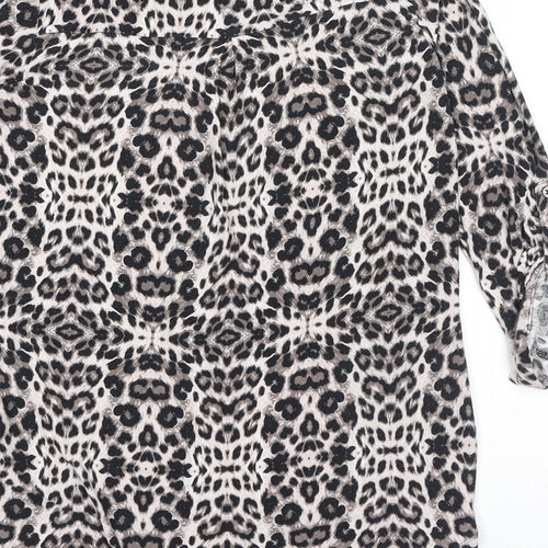Marks and Spencer Womens Brown Animal Print Viscose Basic Blouse Size 10 Sweetheart - Leopard Print