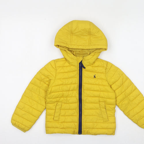 Joules Girls Yellow Quilted Jacket Size 4 Years Zip