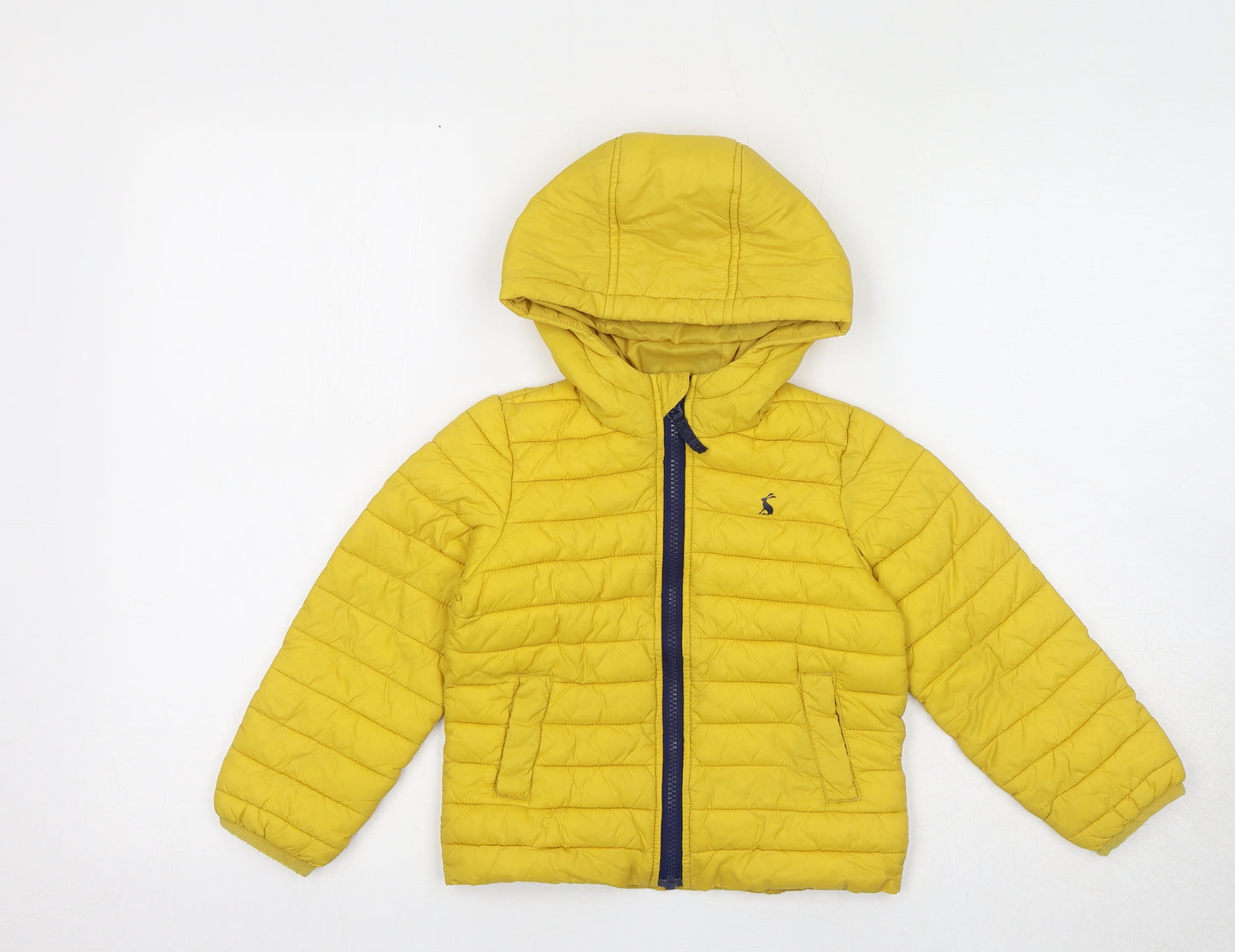 Joules Girls Yellow Quilted Jacket Size 4 Years Zip