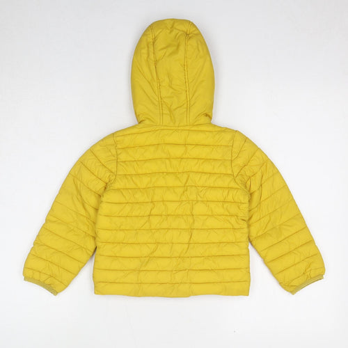 Joules Girls Yellow Quilted Jacket Size 4 Years Zip