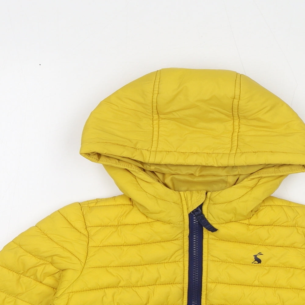 Joules Girls Yellow Quilted Jacket Size 4 Years Zip
