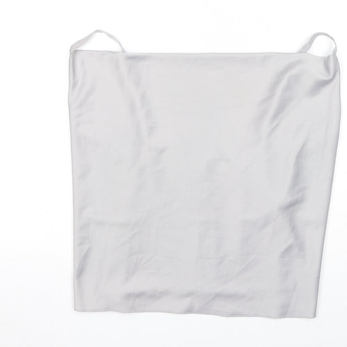 Boohoo Womens Grey Polyester Basic Tank Size L Square Neck