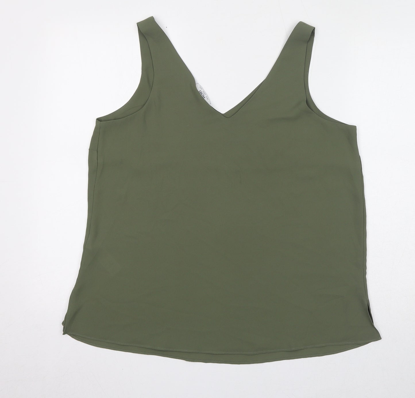 Wallis Womens Green Polyester Basic Tank Size 14 V-Neck