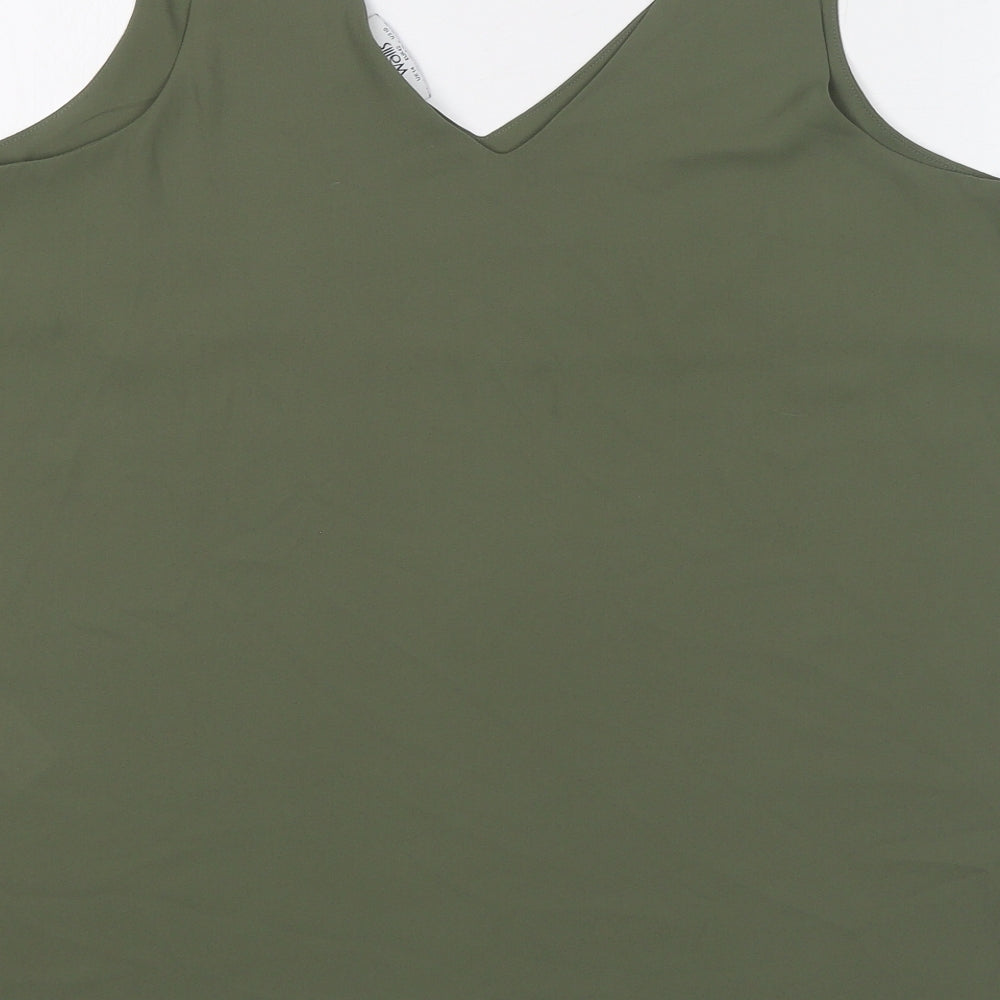 Wallis Womens Green Polyester Basic Tank Size 14 V-Neck