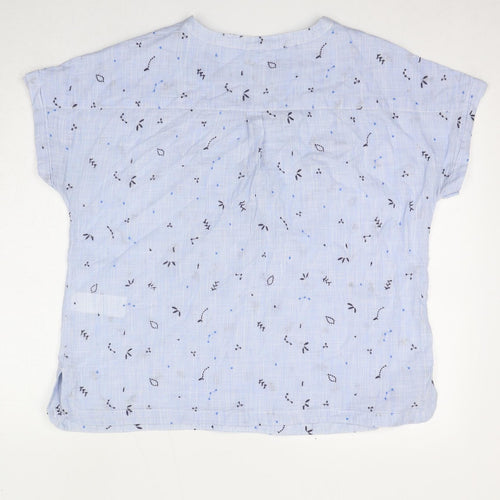 MANTARAY PRODUCTS Womens Blue Geometric Cotton Basic T-Shirt Size 18 V-Neck