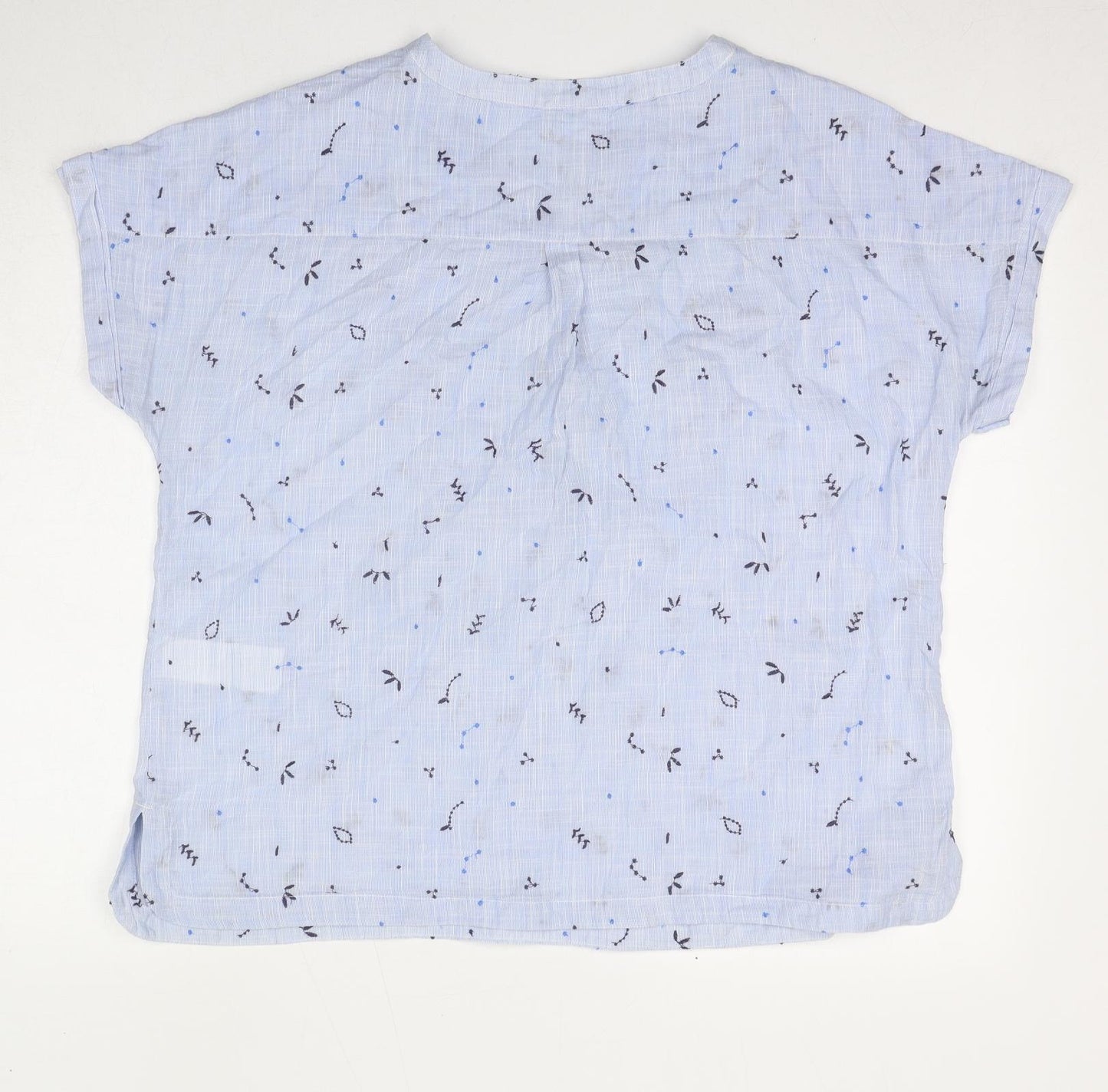 MANTARAY PRODUCTS Womens Blue Geometric Cotton Basic T-Shirt Size 18 V-Neck