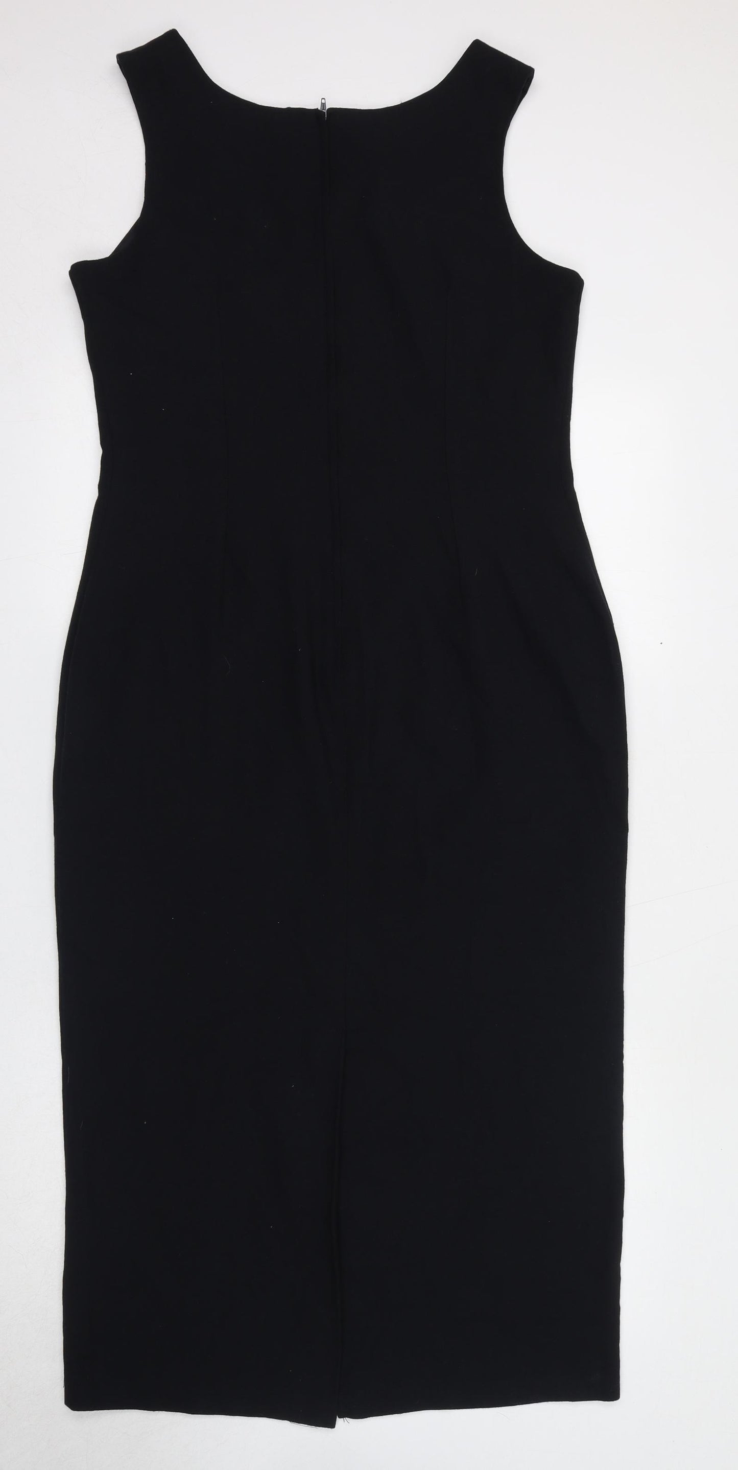Dorothy Perkins Womens Black Polyester Shift Size 16 V-Neck Zip