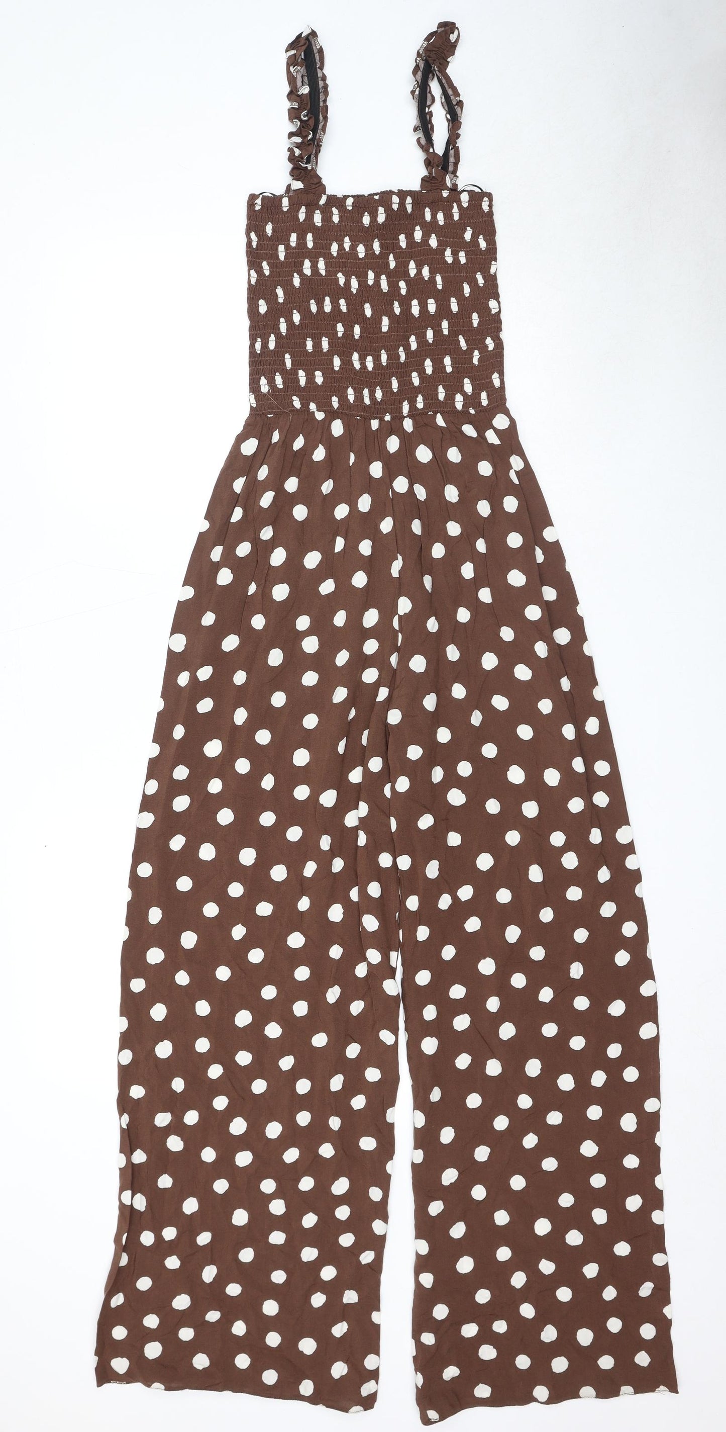 New Look Womens Brown Polka Dot Viscose Jumpsuit One-Piece Size 6 Pullover