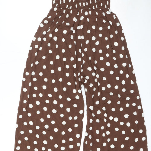 New Look Womens Brown Polka Dot Viscose Jumpsuit One-Piece Size 6 Pullover