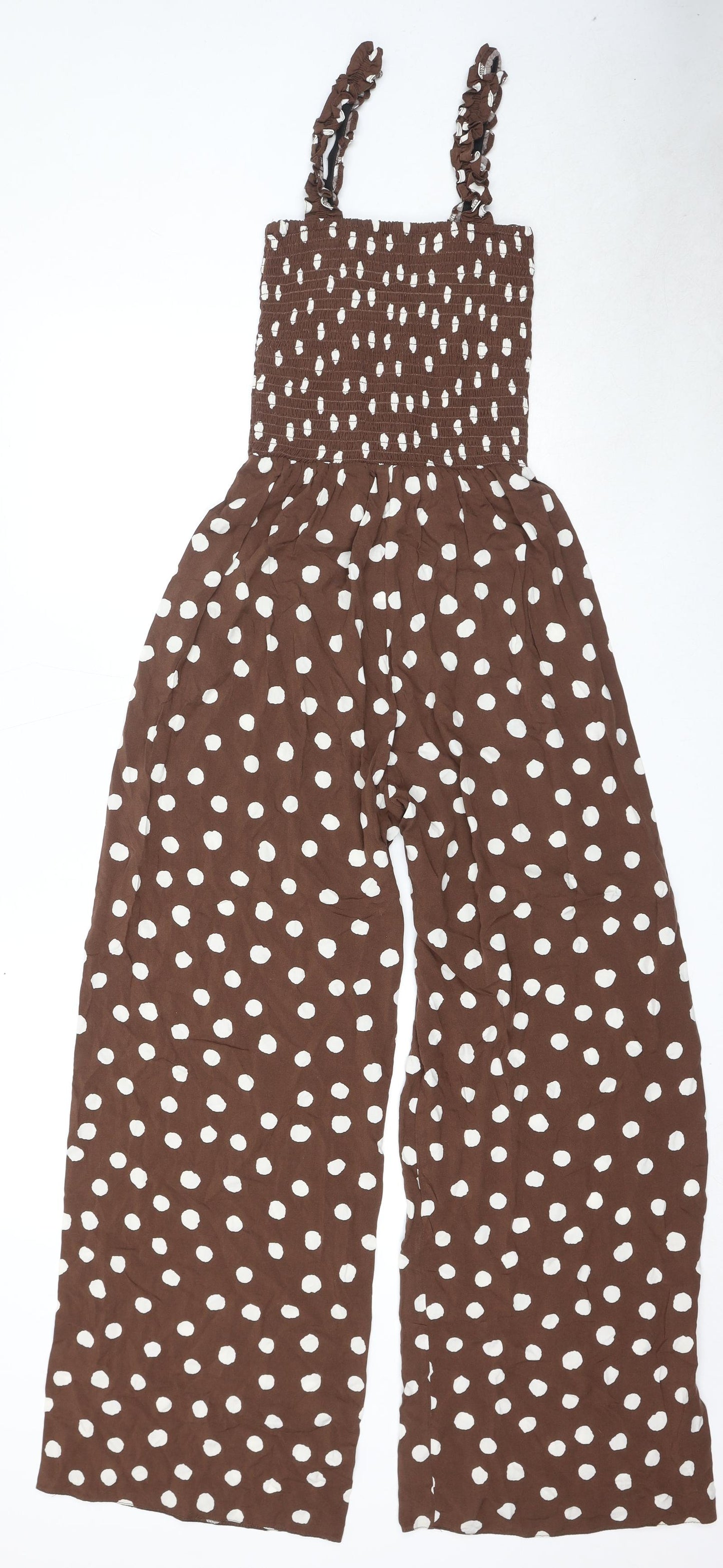 New Look Womens Brown Polka Dot Viscose Jumpsuit One-Piece Size 6 Pullover