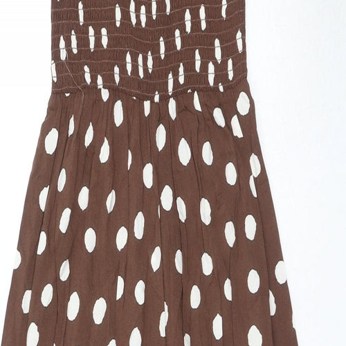 New Look Womens Brown Polka Dot Viscose Jumpsuit One-Piece Size 6 Pullover