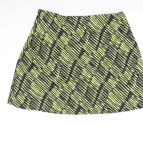 Glamorous Womens Black Geometric Polyester A-Line Skirt Size 8 Zip