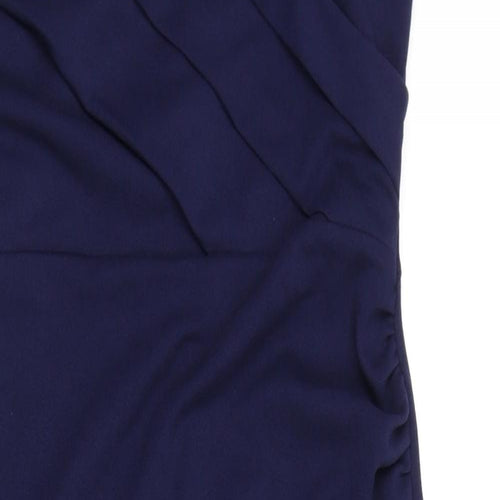 Sistaglam Womens Blue Polyester A-Line Size 10 Off the Shoulder Zip