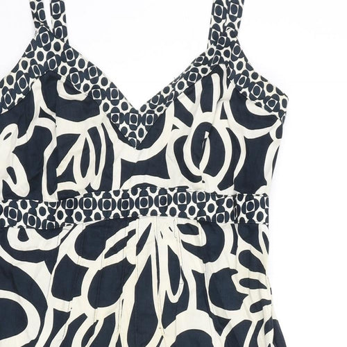 NEXT Womens Blue Geometric Cotton Tank Dress Size 12 V-Neck Pullover