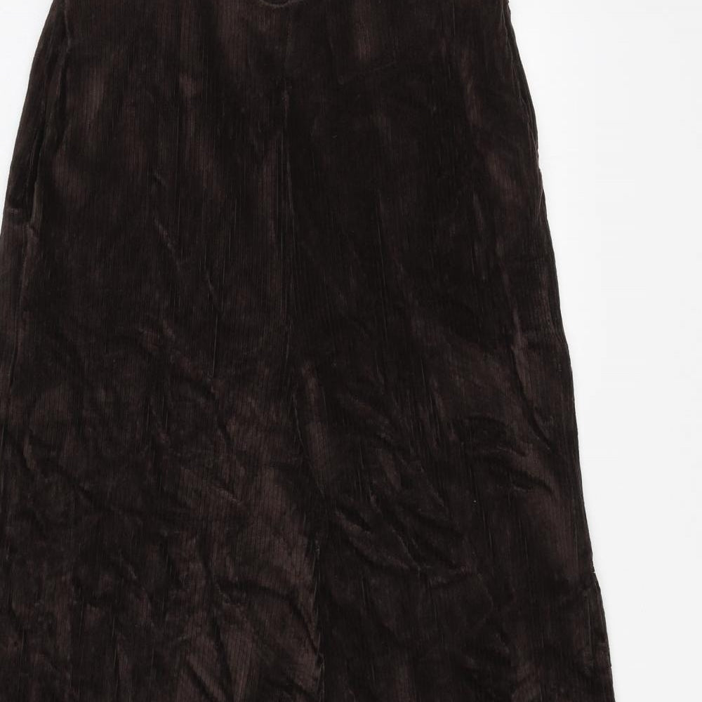 Marks and Spencer Womens Brown Cotton Trousers Size 8 Regular