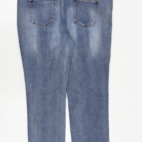 NEXT Womens Blue Cotton Straight Jeans Size 16 Regular Zip - Cigarette Style