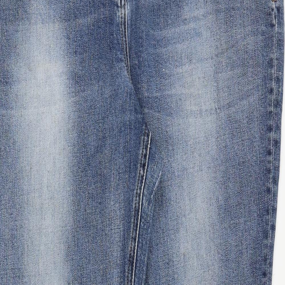 NEXT Womens Blue Cotton Straight Jeans Size 16 Regular Zip - Cigarette Style