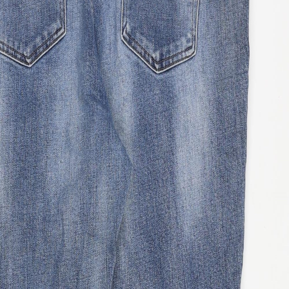 NEXT Womens Blue Cotton Straight Jeans Size 16 Regular Zip - Cigarette Style