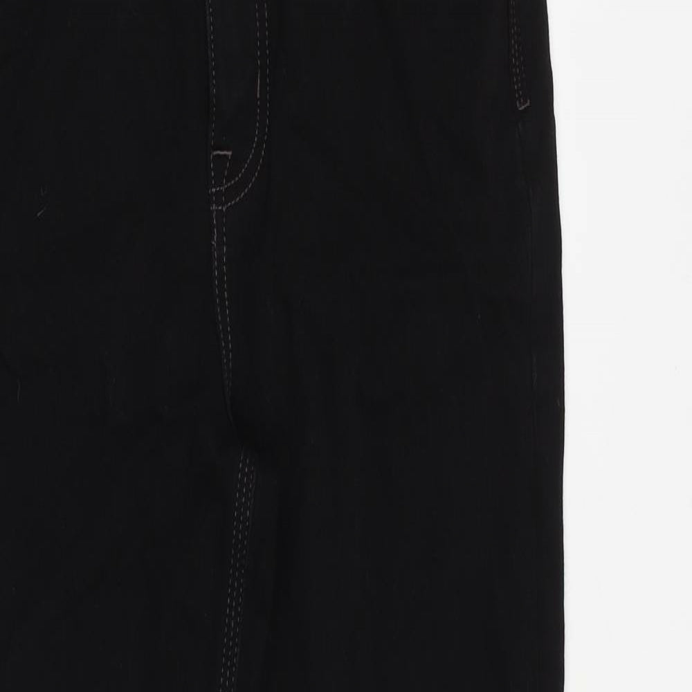 Marks and Spencer Womens Black Cotton Straight Jeans Size 12 Regular Zip