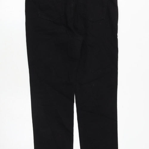 Marks and Spencer Womens Black Cotton Straight Jeans Size 14 Regular Zip