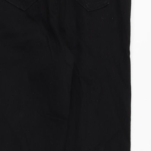 Marks and Spencer Womens Black Cotton Straight Jeans Size 14 Regular Zip